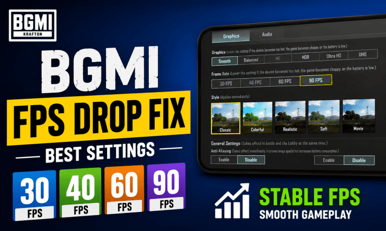 BGMI FPS Drop Fix: Best Settings for 30, 40, 60 and 90 FPS Phones
