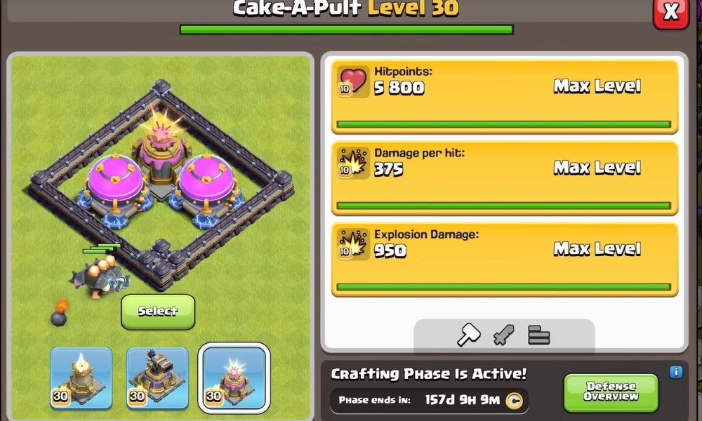Clash of Clans New TH11+ Clashiversary Defense Cake-A-Pult