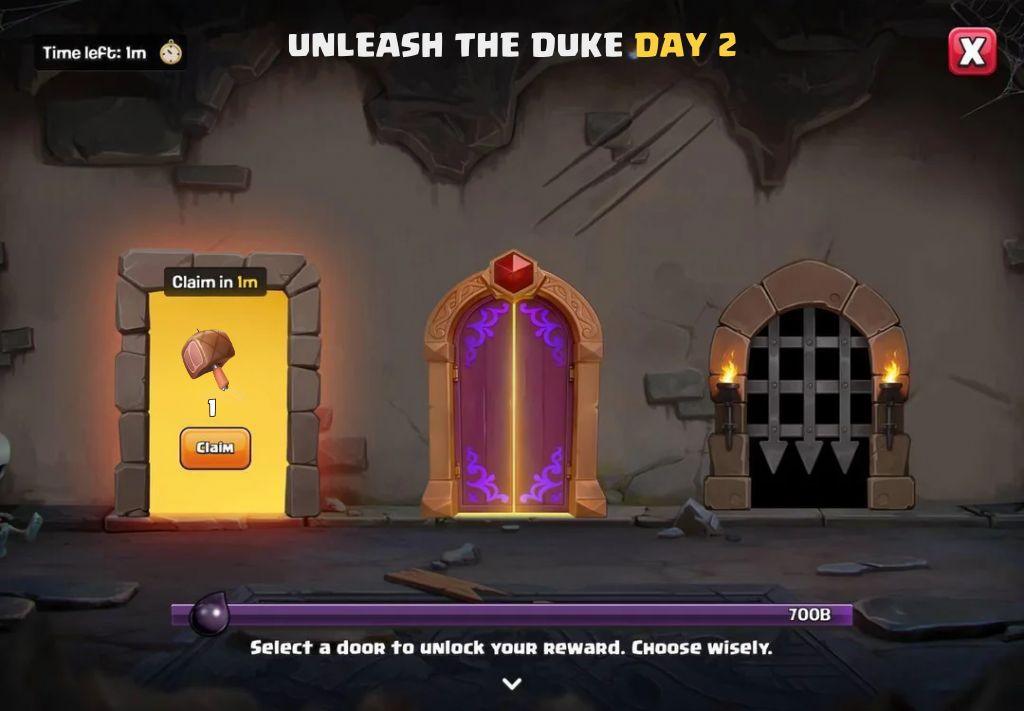Clash of Clans Unleash the Duke Day 2 Door 1 Reward