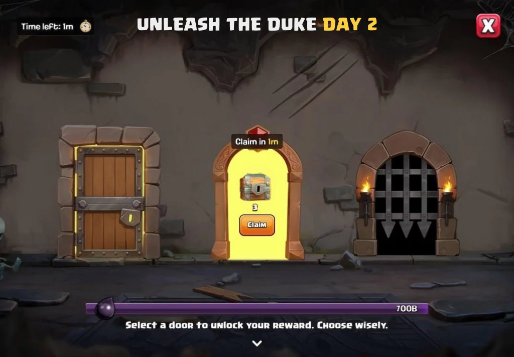 Clash of Clans entfesselt die Duke-Tag-2-Tür-2-Belohnung