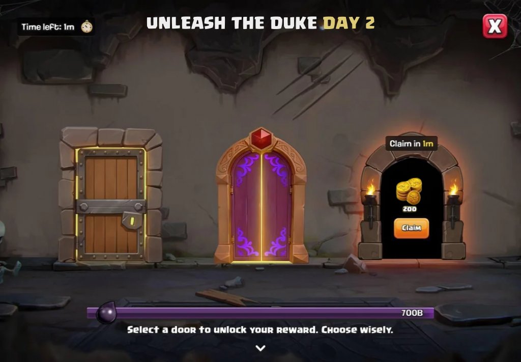 Clash of Clans entfesselt die Duke-Tag-2-Tür-3-Belohnung