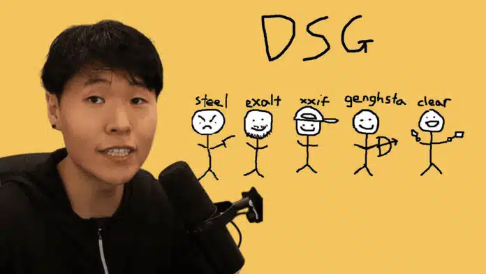 Twitch streamer Disguised Toast poses with his new Valorant team, DSG