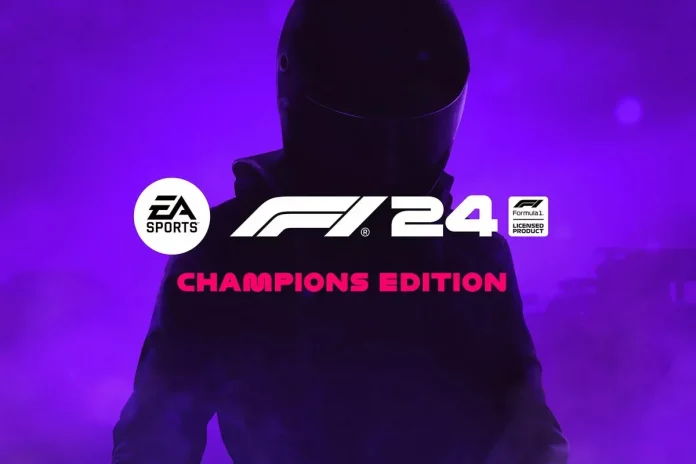 F1 24 game cover showcasing dynamic racing action and EA Sports branding