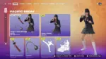 Fortnite Item Shop screen showing the daily reset countdown timer and featured skins