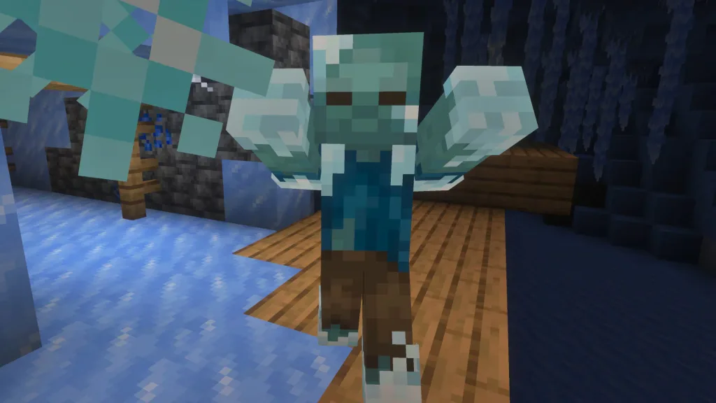 Frostbite zombie variant throwing an ice ball in Minecraft 26.4 Snapshot 3