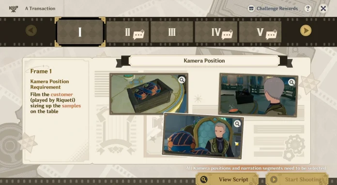 Genshin Impact Into the Frame event, Day 3 - A Transaction scene featuring Yoimiya and Riqueti