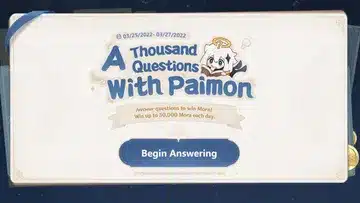 Genshin Impact 2.5 A Thousand Questions with Paimon Quiz Answers