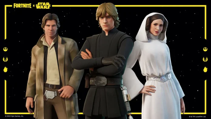 Han Solo and Leia Organa Fortnite skins in Star Wars collaboration