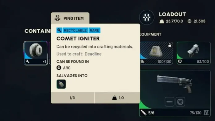 How to Get Comet Igniter in Arc Raiders