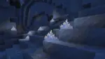 Minecraft snapshot 26.4 ice cave with packed ice, calcite, hanging icicles and glowing ice crystals