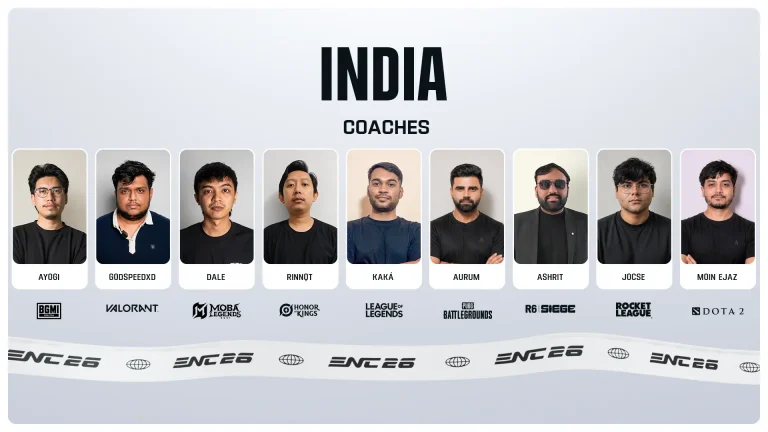 India’s Coaching Lineup Revealed for Esports Nations Cup 2026 Across Nine Titles