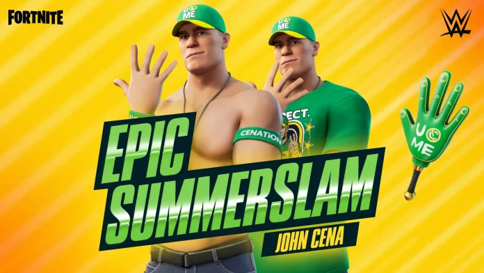 John Cena's iconic green shirt and ring gear in Fortnite