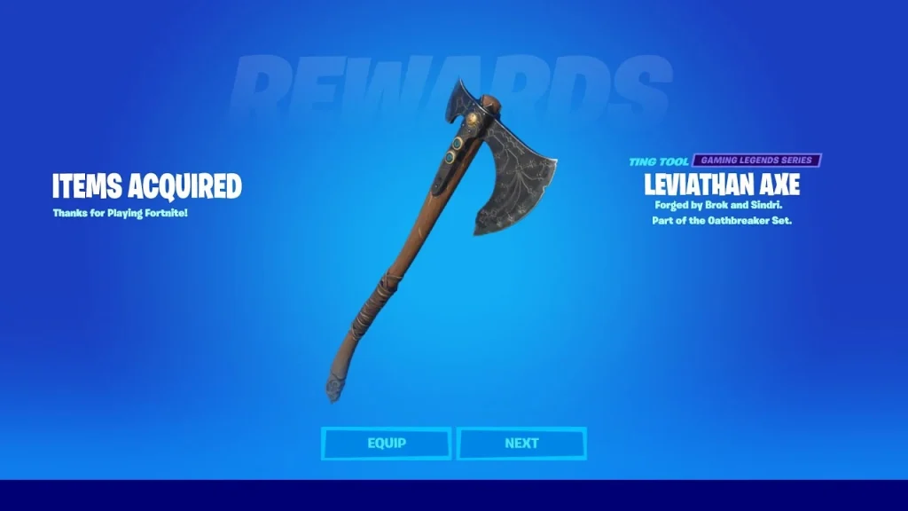 Image of the Leviathan Axe in Fortnite: A clear screenshot of the Leviathan Axe as a pickaxe within the game environment.