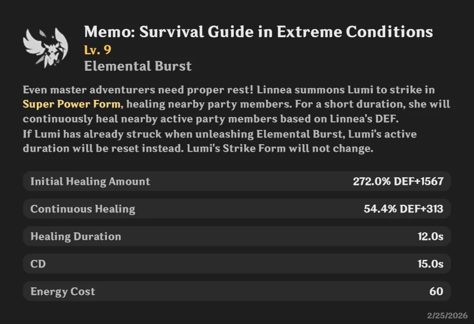 Linnea's Elemental Burst: Memo Survival Guide in Extreme Conditions