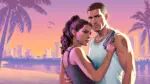 GTA 6 official artwork showing Jason Duval and Lucia Caminos in Vice City
