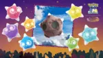 Minior in Meteor Form appearing in Pokemon GO during the Orionids Minior Shower event
