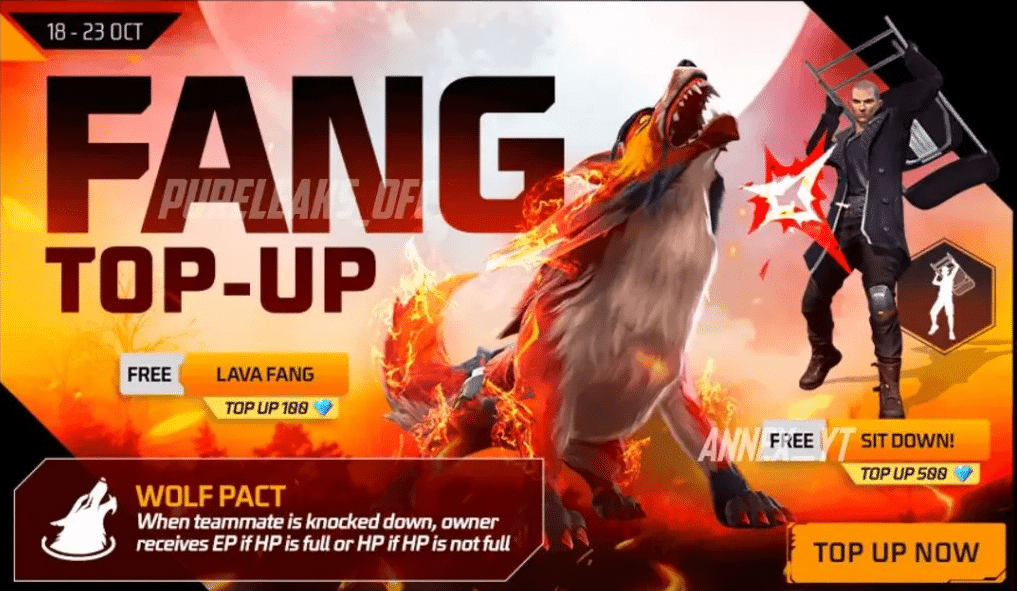 How to get a free pet and emote in Free Fire MAX from Fang Top-Up
