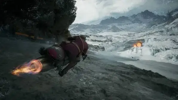 Galactic Racer speeder racing across a frozen planet track
