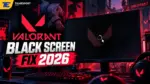 Valorant black screen on startup fix guide showing a dark monitor with a loading cursor