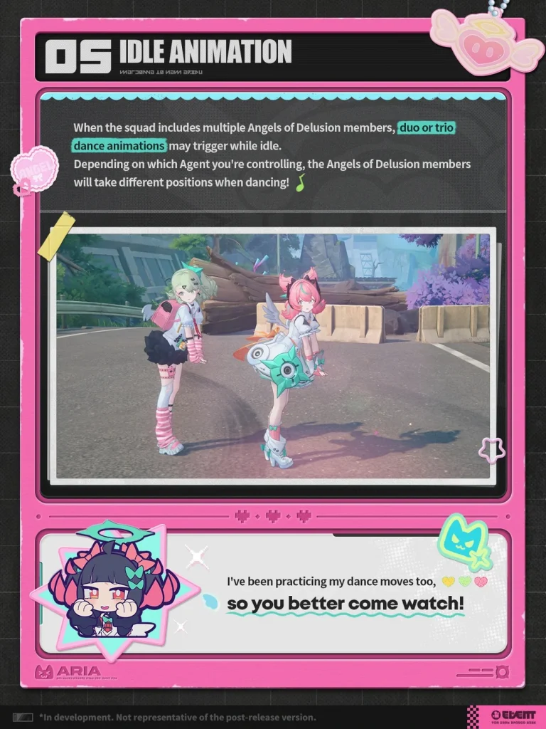 Aria Idle Animation Features Angels of Delusion Team Dances