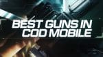 The image is a sleek, dynamic promotional graphic titled "Best Guns in COD Mobile," featuring high-tech visual elements and a futuristic aesthetic. It showcases blurred outlines of advanced weaponry, emphasizing their power and efficiency within the game. The bold, angular typography enhances the modern and competitive feel, aimed at attracting players to discover and utilize the top-performing guns in "Call of Duty: Mobile." The overall design captures the intensity and excitement of gaming, making it an effective piece for engaging the community.