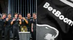 FURIA CS2 team with trophy next to BetBoom logo on FURIA jersey, Brazil betting ban