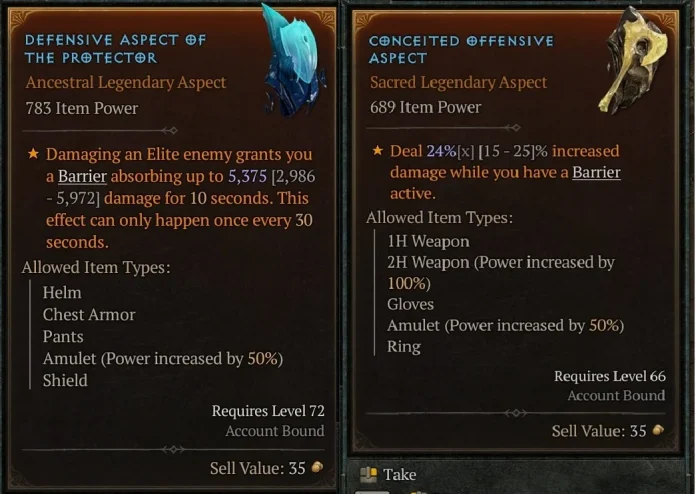 conceited aspect diablo 4