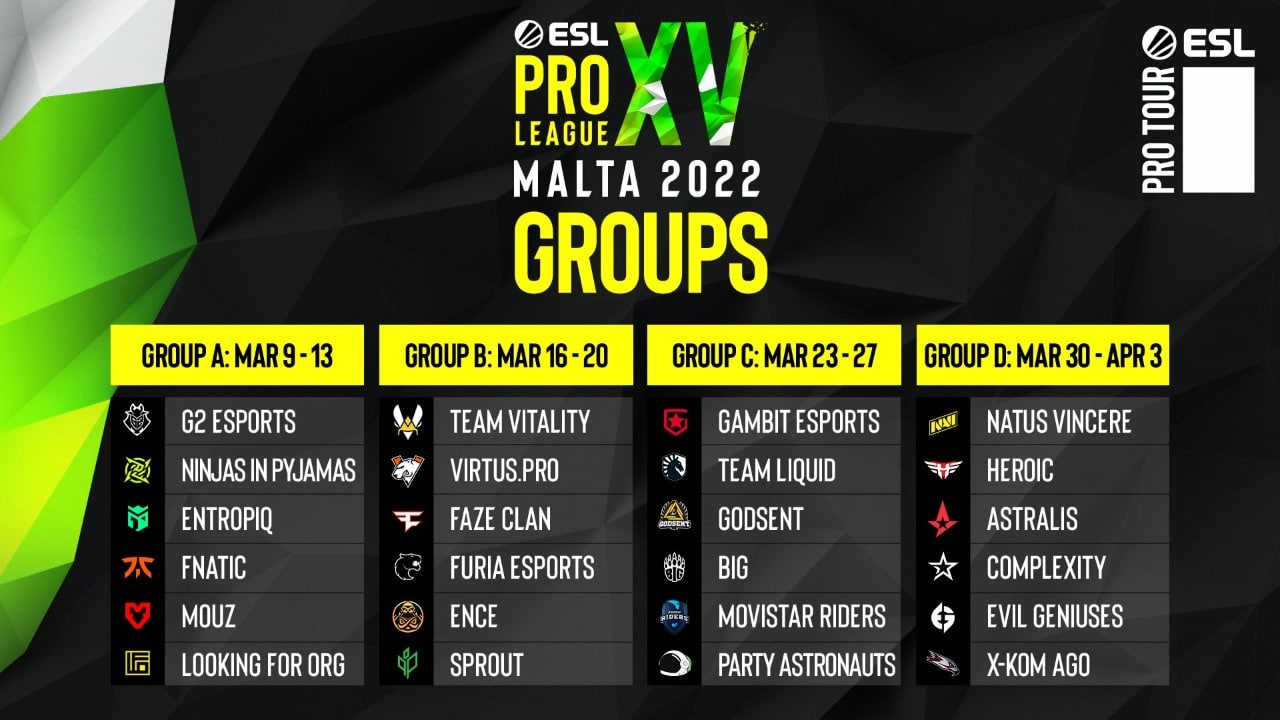 ESL unveils Pro League Season 15 groups