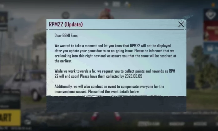 BGMI RPM22 Faces Unaccessibility Due to Technical Issue, Krafton Announces Compensation Event