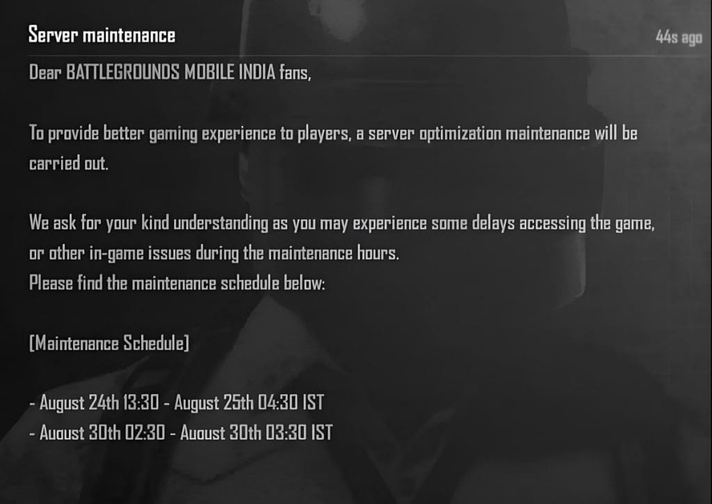 BGMI Maintenance Break