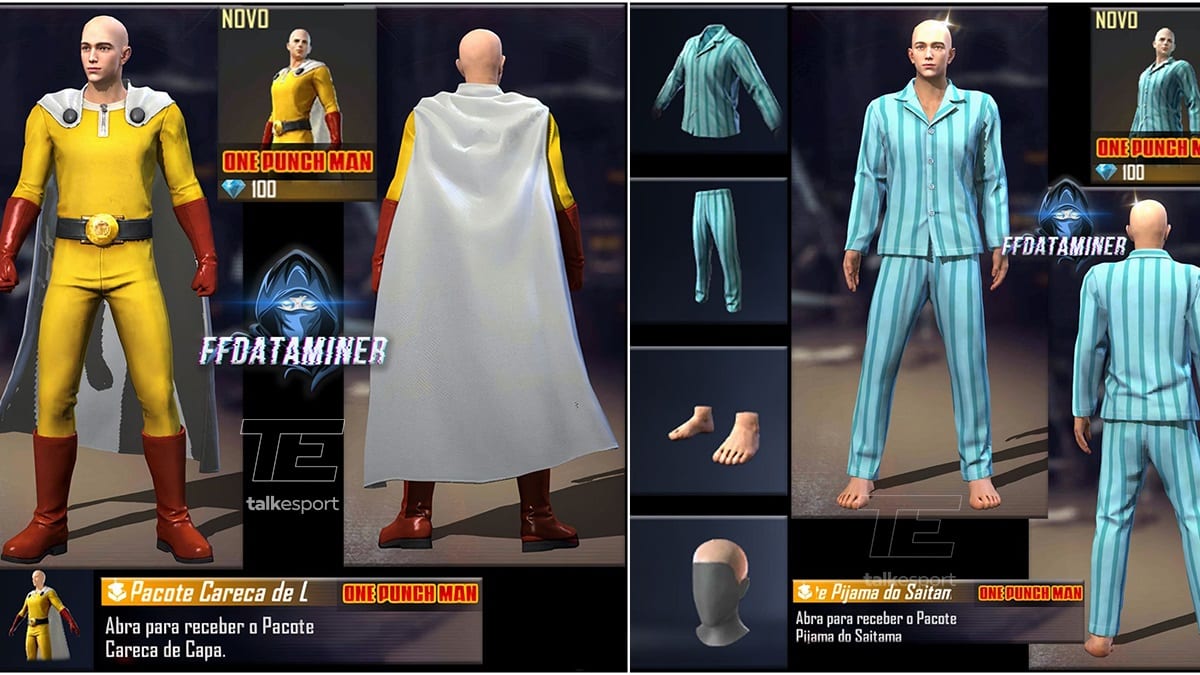 Free Fire and One Punch Man skin collection leaked online