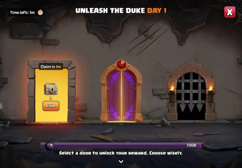 Clash of Clans Unleash the Duke Day 1 Door 1 Reward