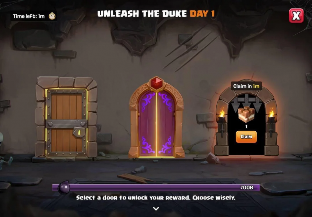 Clash of Clans Unleash the Duke Day 1 Door 3 Reward
