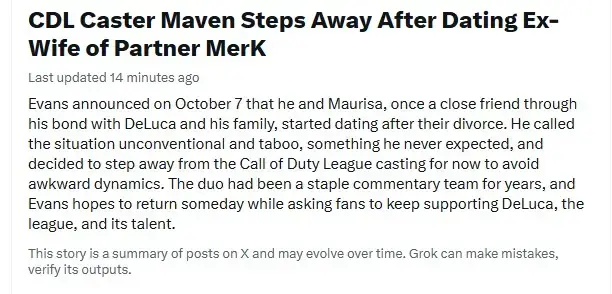 X trending topic about Maven stepping away from the CDL