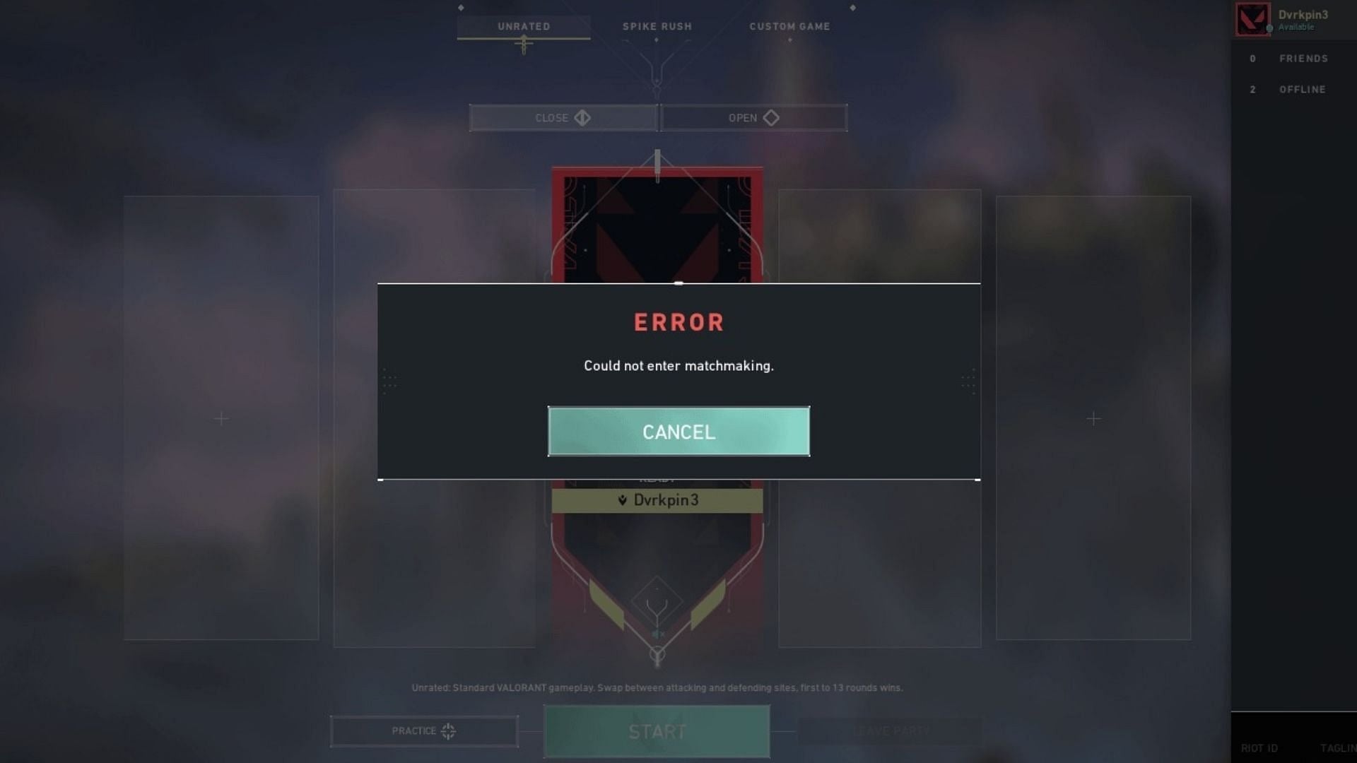 How To Fix Valorant "Could Not Enter Matchmaking" Error