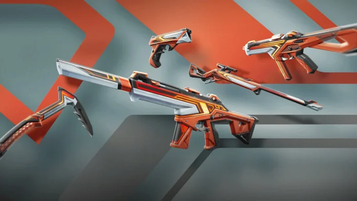 Valorant Switchback Bundle featuring orange and white themed skins